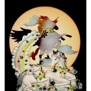 Vintage Unicorn Mother & Sparkle Night Light and Mythical Magical Full Moon